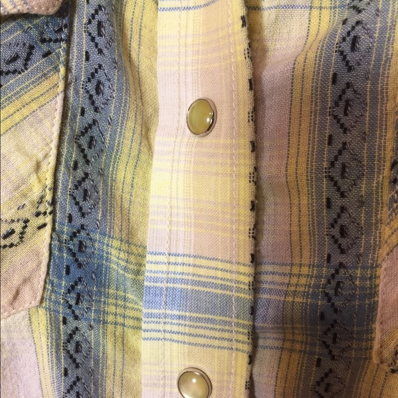 Crazy Cowgirl | Tops | Crazy Cowgirl Yellowblue Plaid Western Shirt Sz